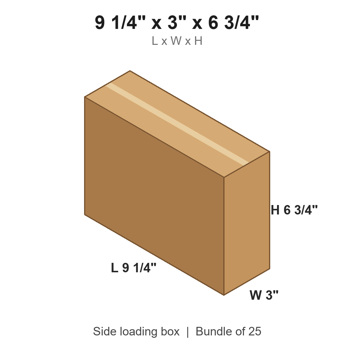 9.25x3x6.75 Self Seal Side Loading Boxes