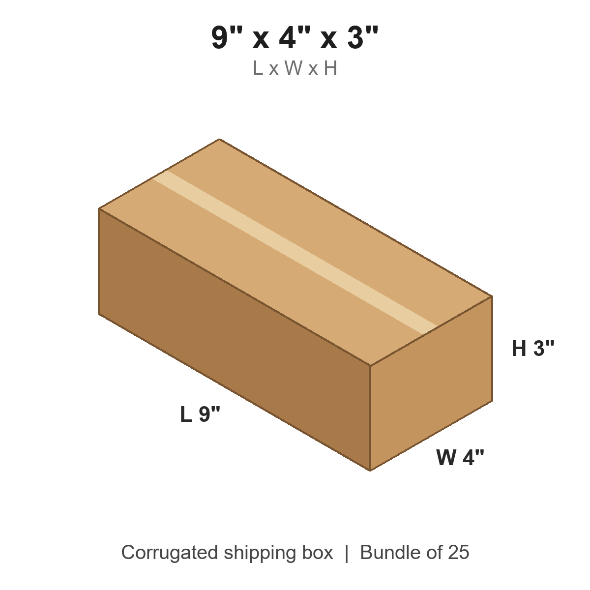 9 x 4 x 3 in corrugated shipping box