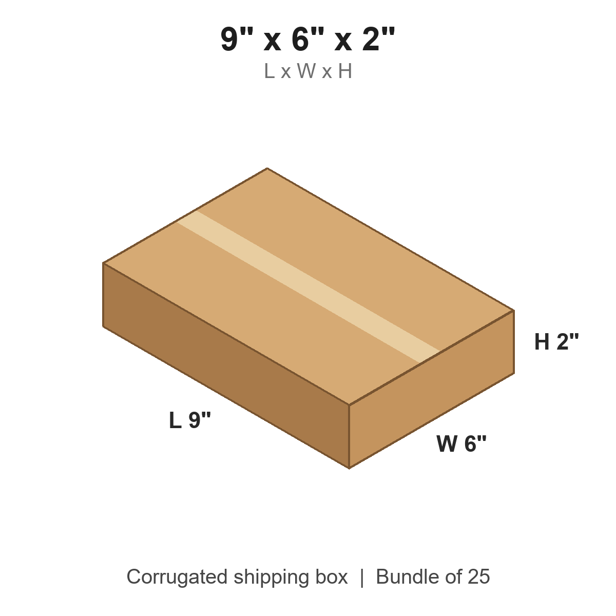 9 x 6 x 2 in corrugated shipping box