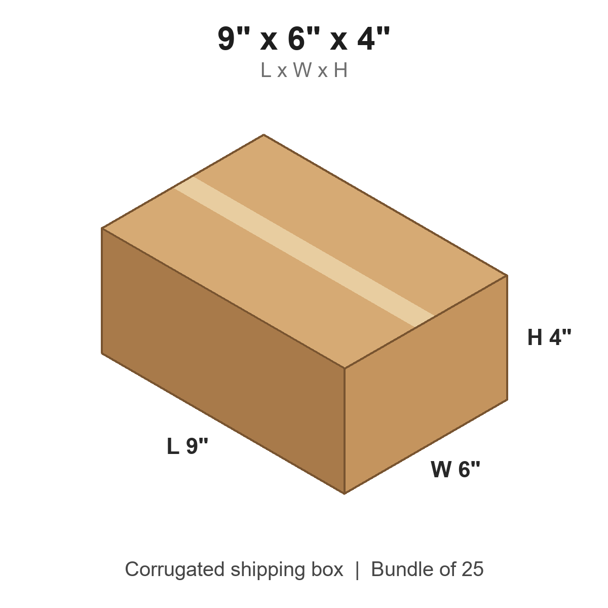 9 x 6 x 4 in corrugated shipping box