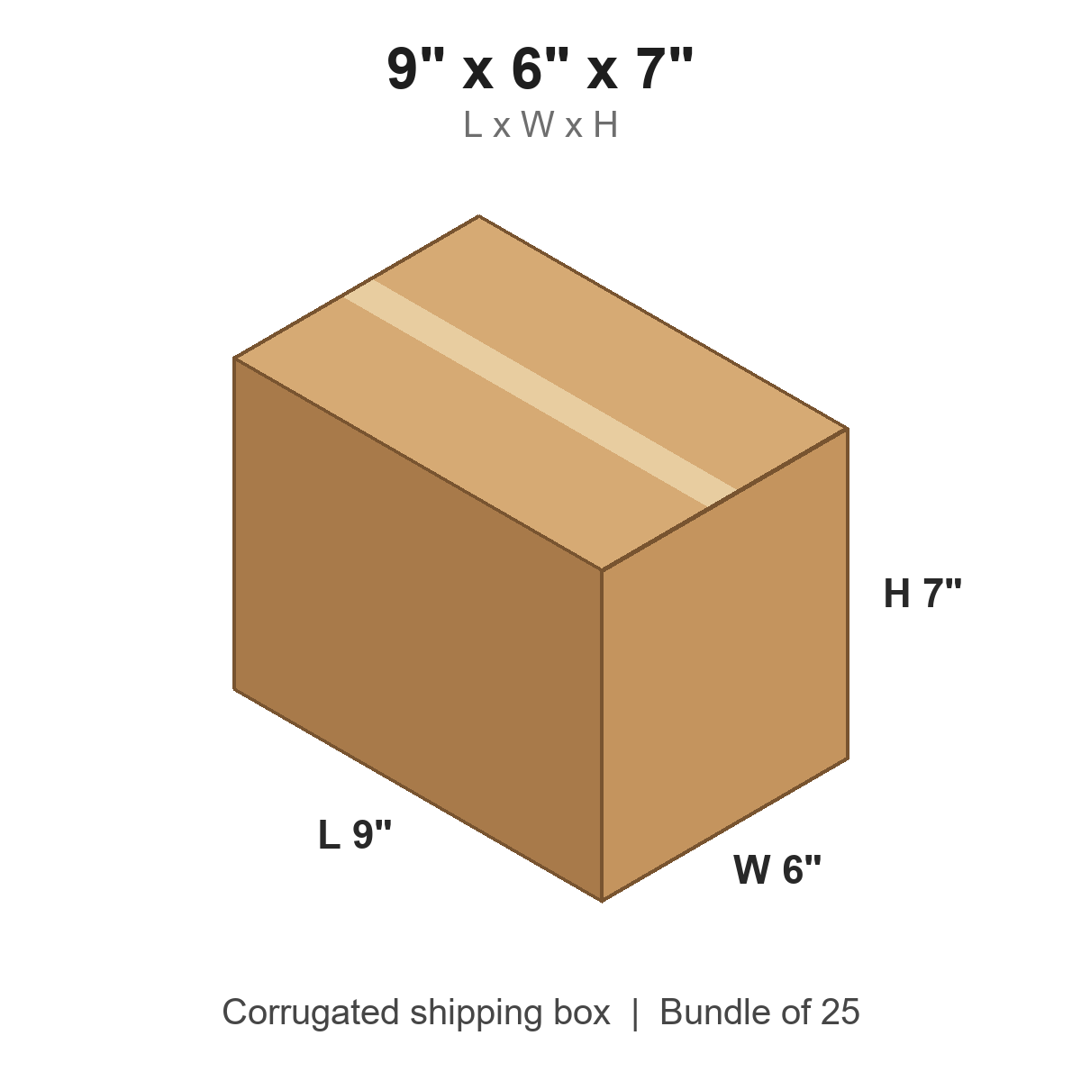 9 x 6 x 7 in corrugated shipping box