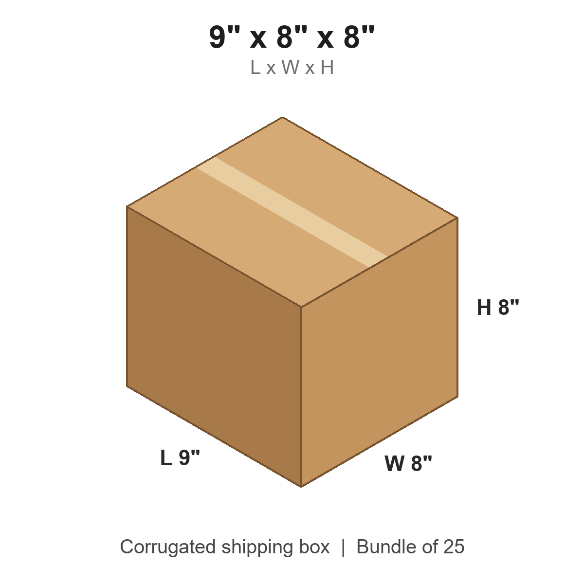 9 x 8 x 8 in corrugated shipping box