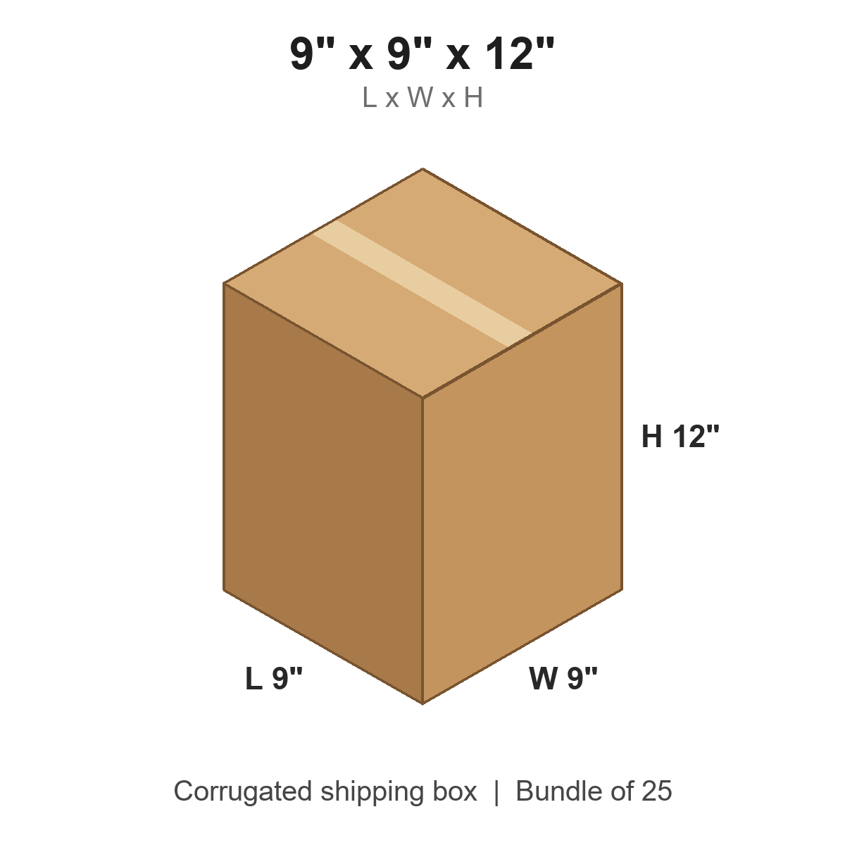 9 x 9 x 12 in corrugated shipping box