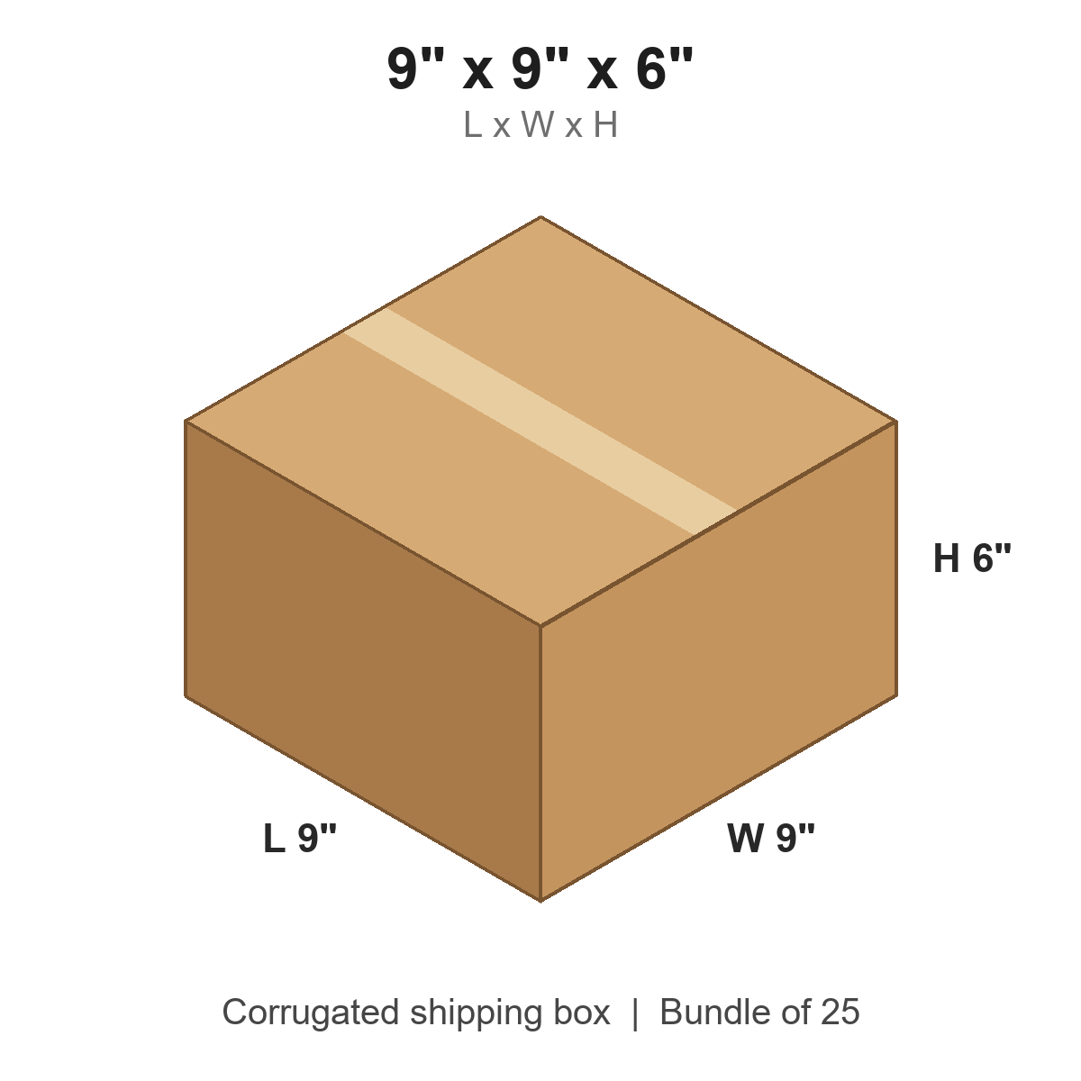 9 x 9 x 6 in corrugated shipping box