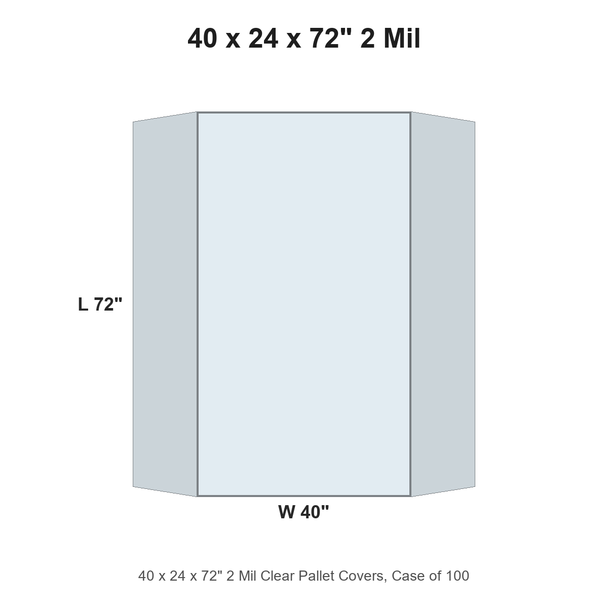 40 x 24 x 72" 2 Mil Clear Pallet Covers