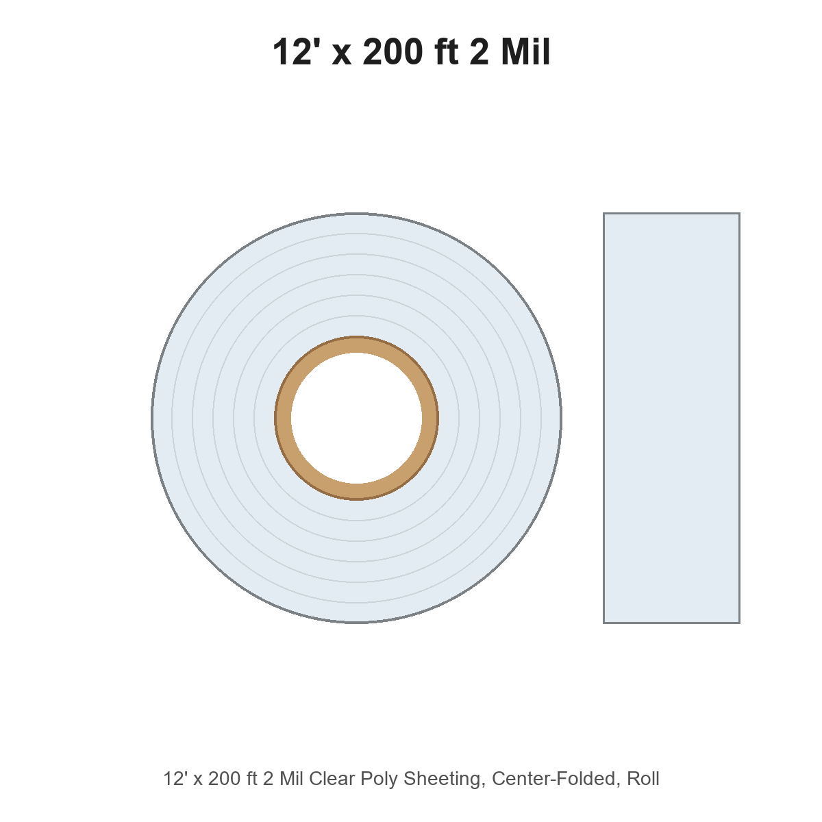 12' x 200 ft 2 Mil Clear Poly Sheeting, Center-Folded, Roll