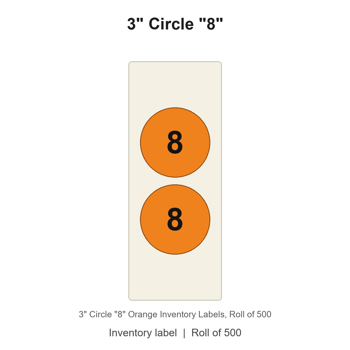3" Circle "8" Orange Inventory Labels