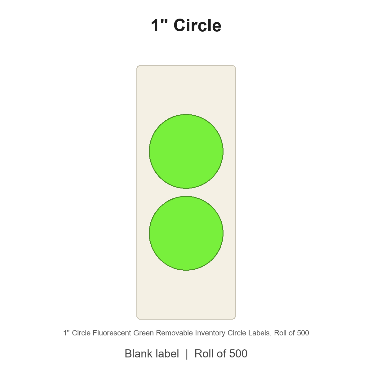 1" Circle Fluorescent Green Removable Inventory Circle Labels