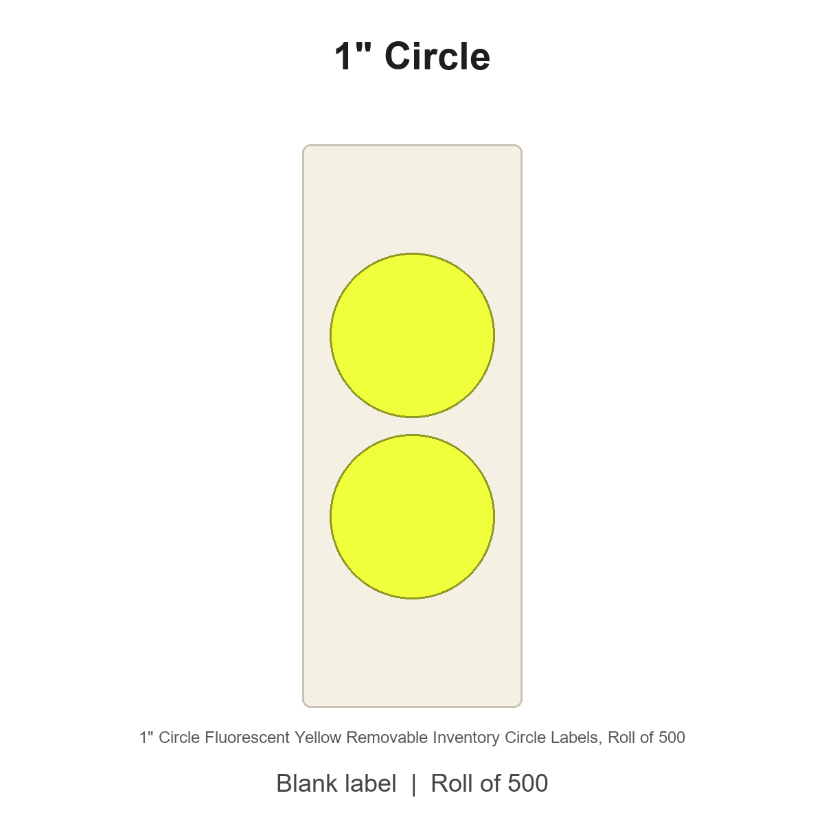 1" Circle Fluorescent Yellow Removable Inventory Circle Labels