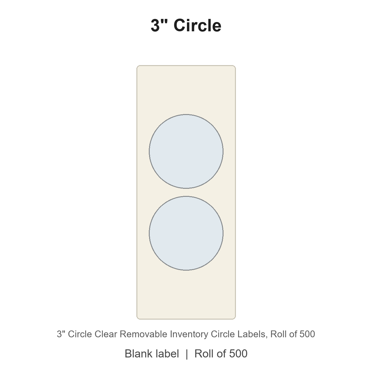 3" Circle Clear Removable Inventory Circle Labels