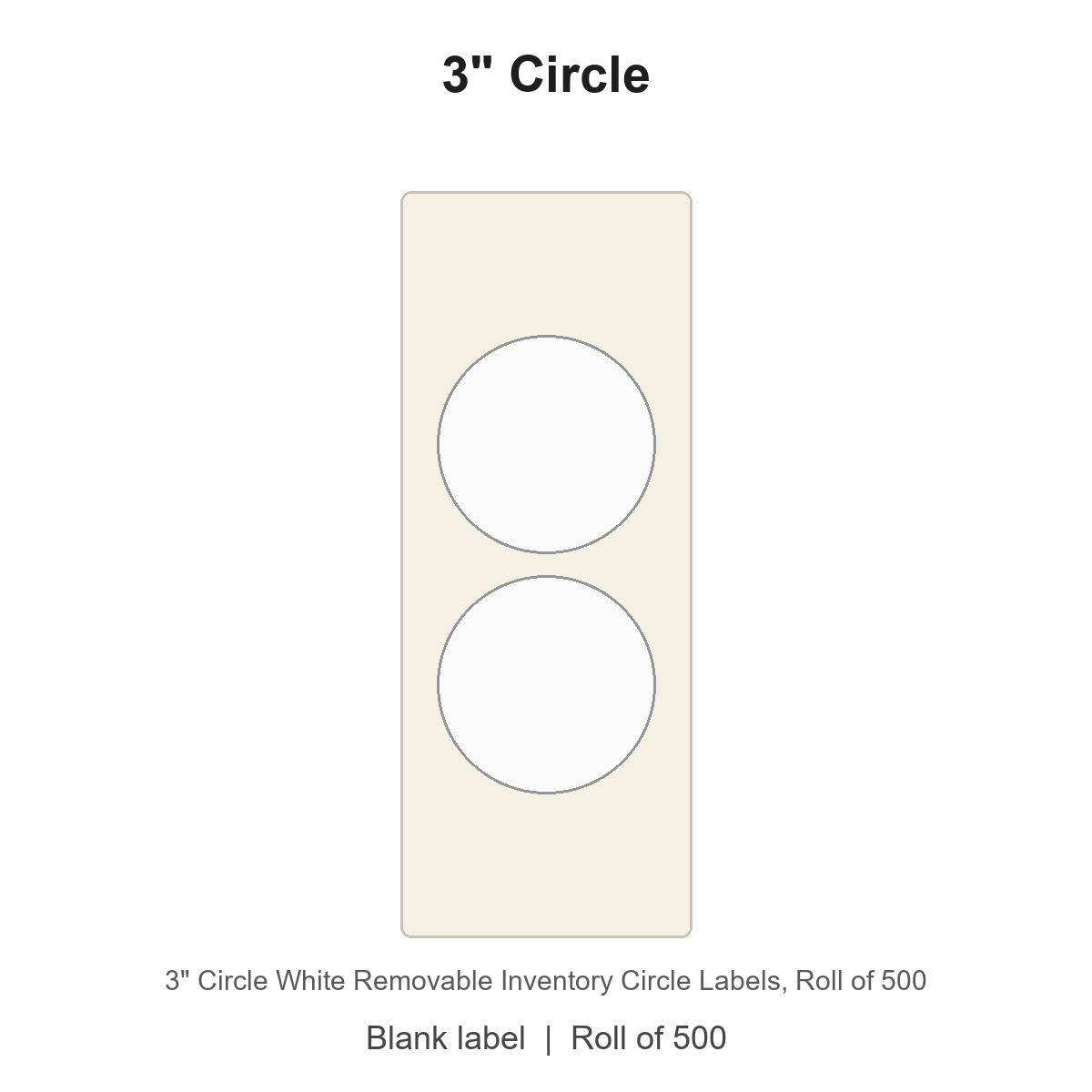 3" Circle White Removable Inventory Circle Labels
