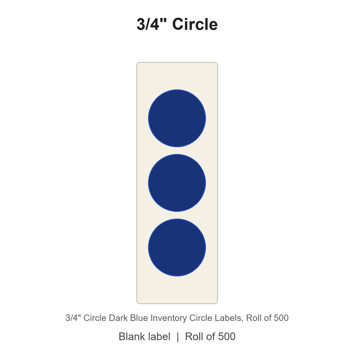 3/4" Circle Dark Blue Inventory Circle Labels