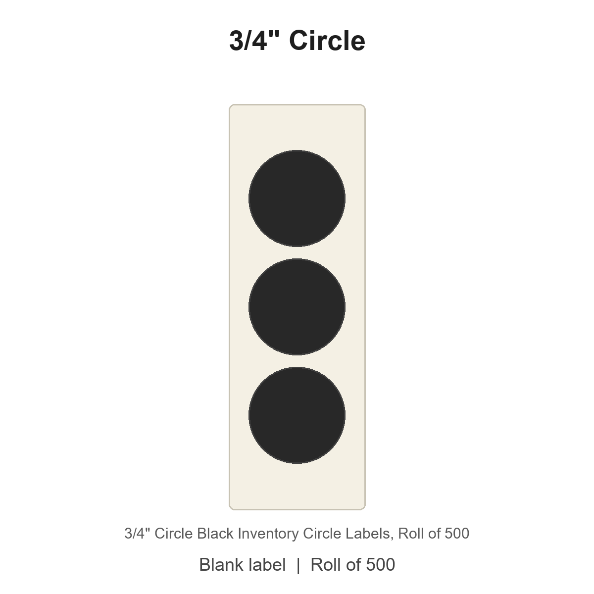 3/4" Circle Black Inventory Circle Labels