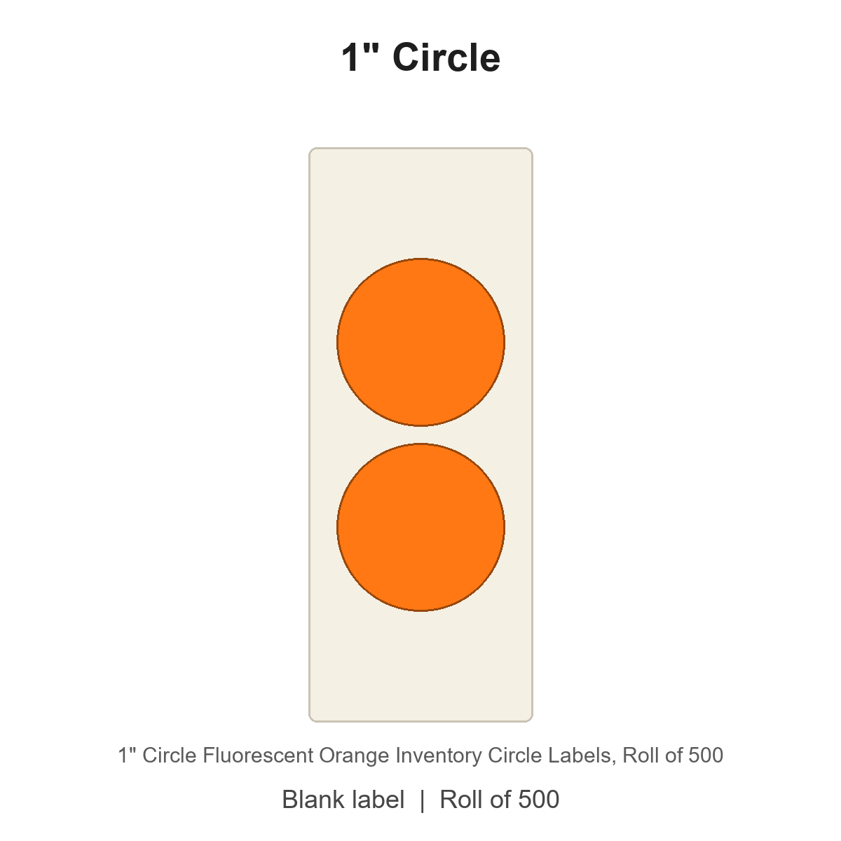 1" Circle Fluorescent Orange Inventory Circle Labels