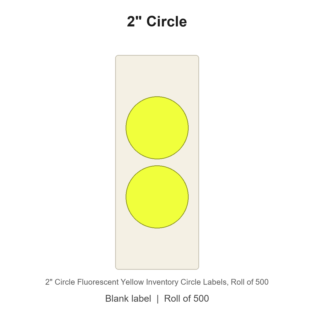 2" Circle Fluorescent Yellow Inventory Circle Labels