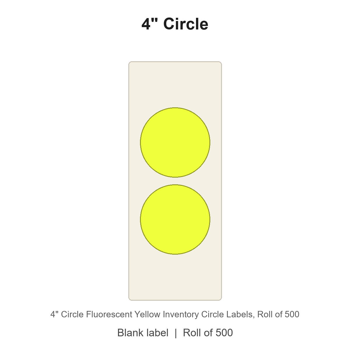 4" Circle Fluorescent Yellow Inventory Circle Labels
