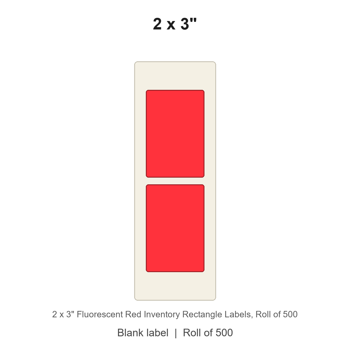 2 x 3" Fluorescent Red Inventory Rectangle Labels