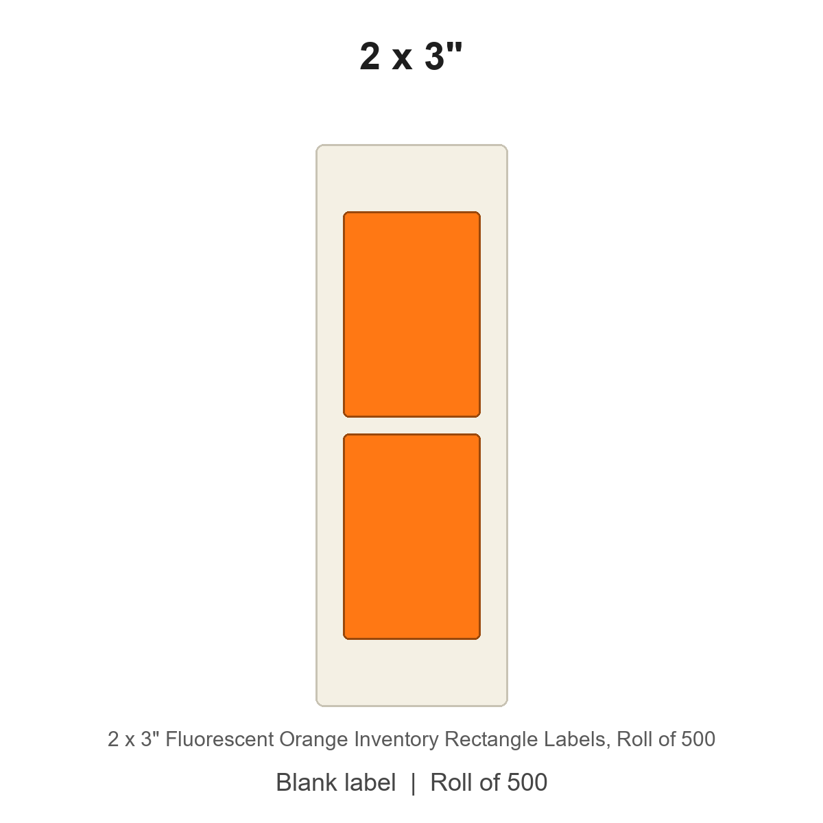 2 x 3" Fluorescent Orange Inventory Rectangle Labels