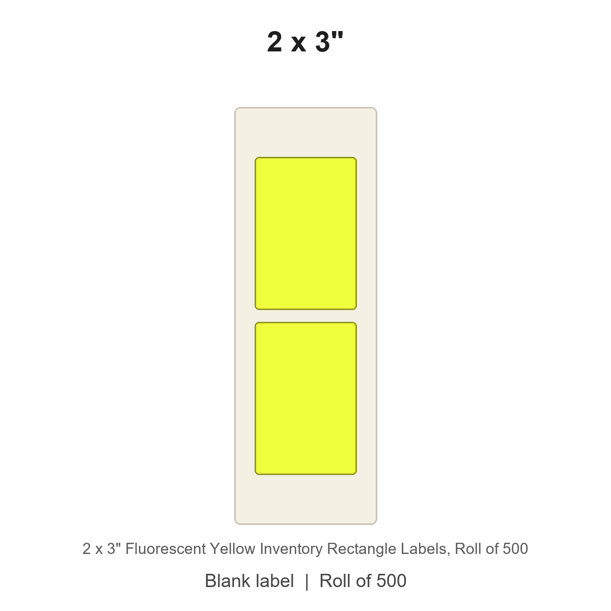 2 x 3" Fluorescent Yellow Inventory Rectangle Labels