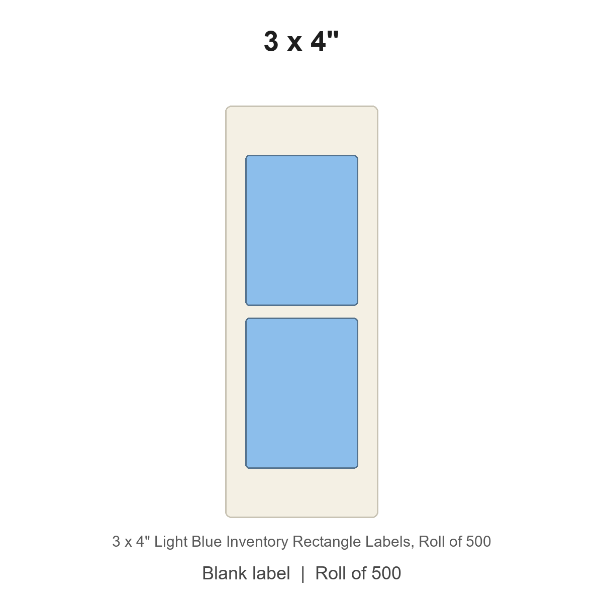 3 x 4" Light Blue Inventory Rectangle Labels