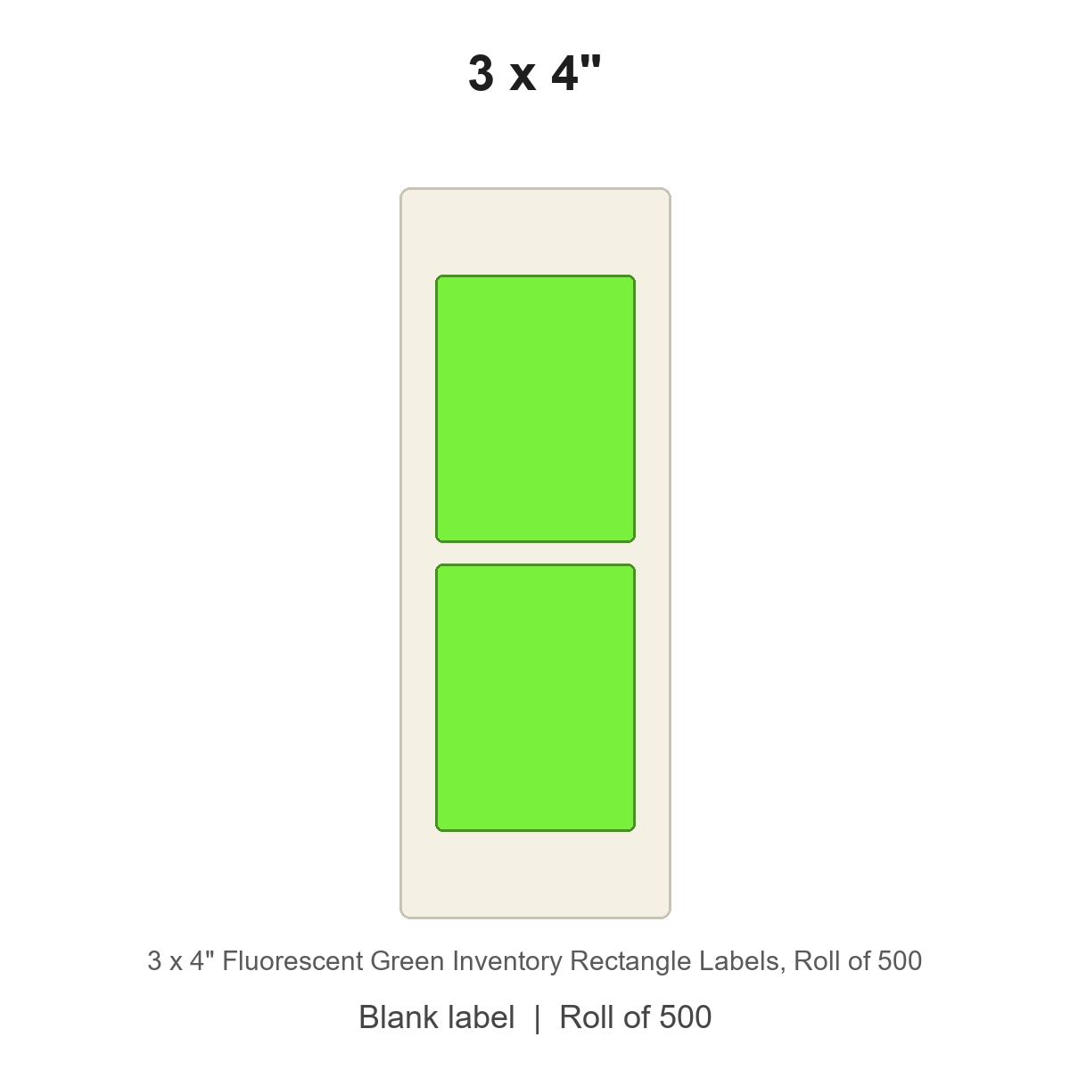 3 x 4" Fluorescent Green Inventory Rectangle Labels