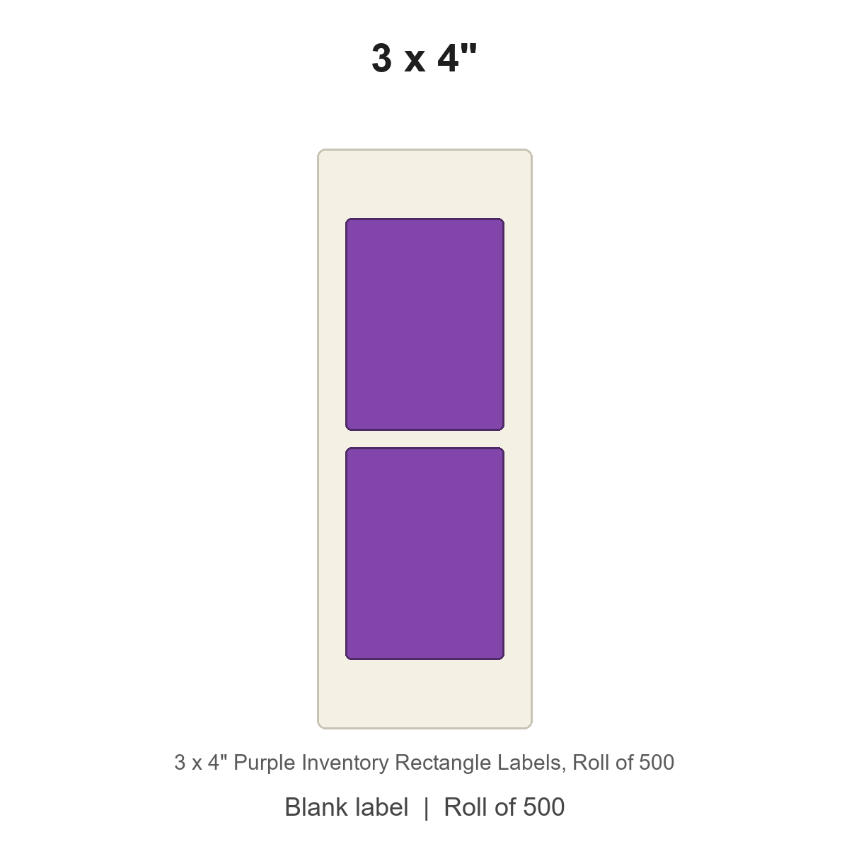 3 x 4" Purple Inventory Rectangle Labels
