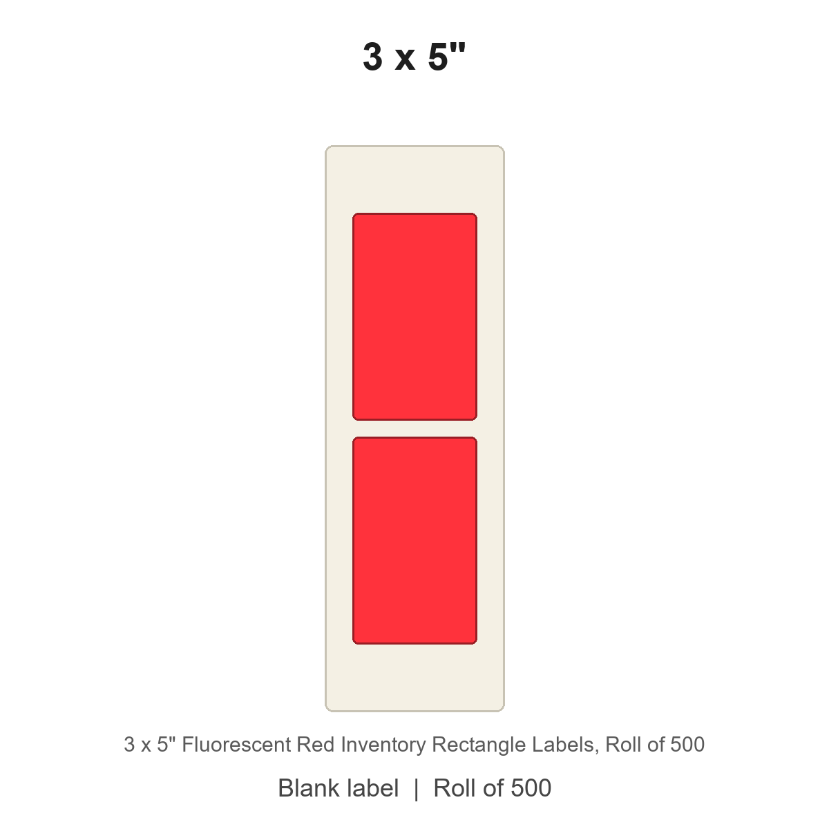3 x 5" Fluorescent Red Inventory Rectangle Labels