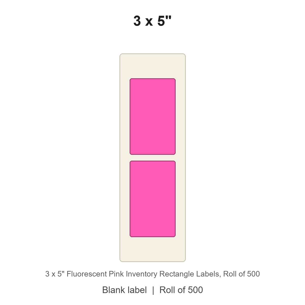 3 x 5" Fluorescent Pink Inventory Rectangle Labels