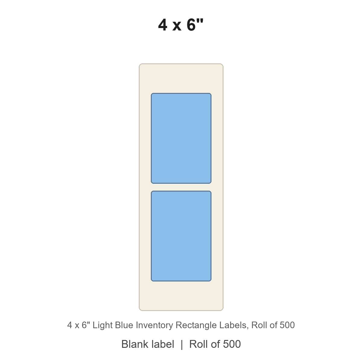 4 x 6" Light Blue Inventory Rectangle Labels