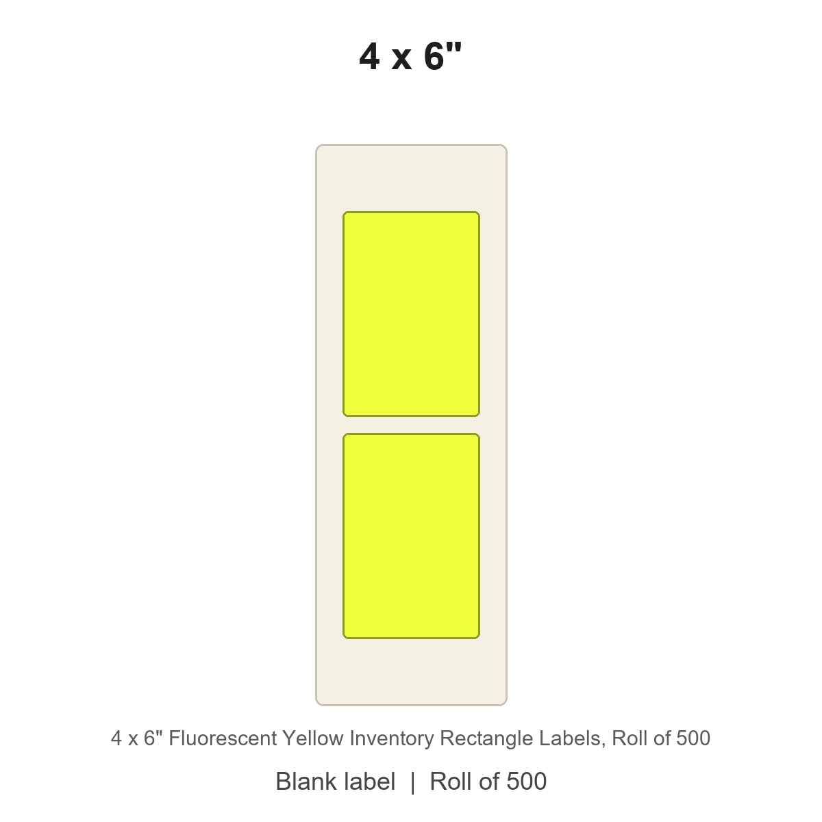 4 x 6" Fluorescent Yellow Inventory Rectangle Labels