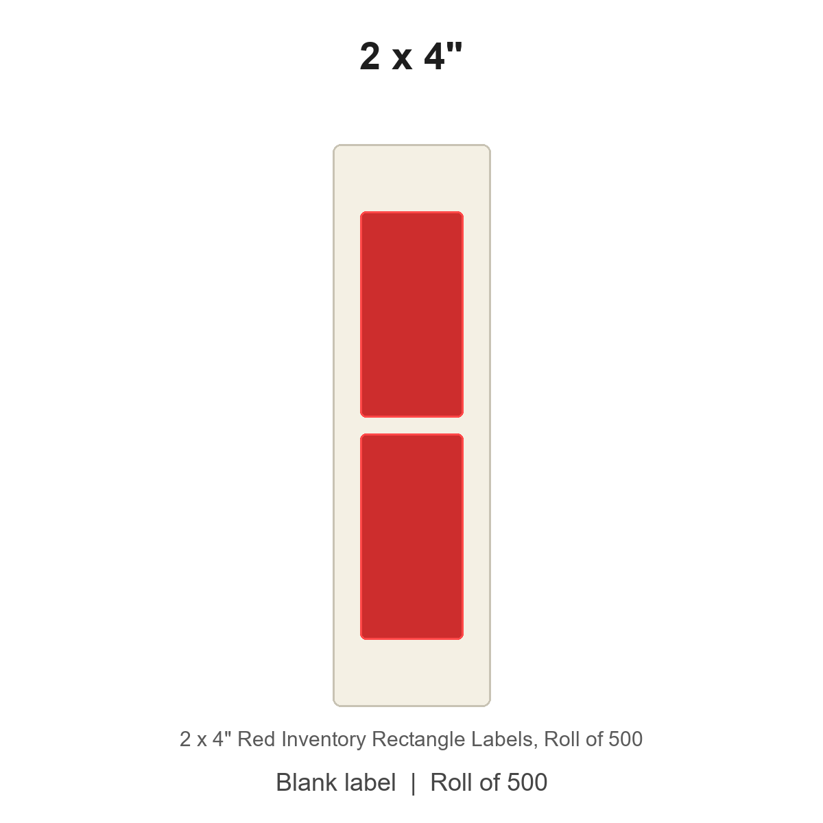 2 x 4" Red Inventory Rectangle Labels
