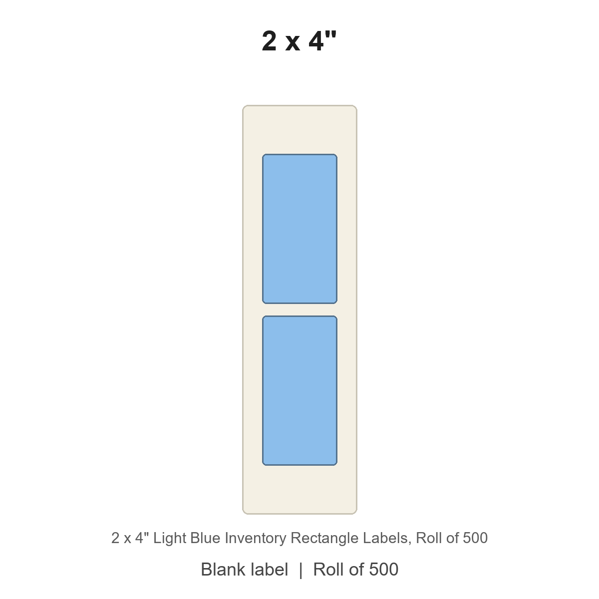 2 x 4" Light Blue Inventory Rectangle Labels
