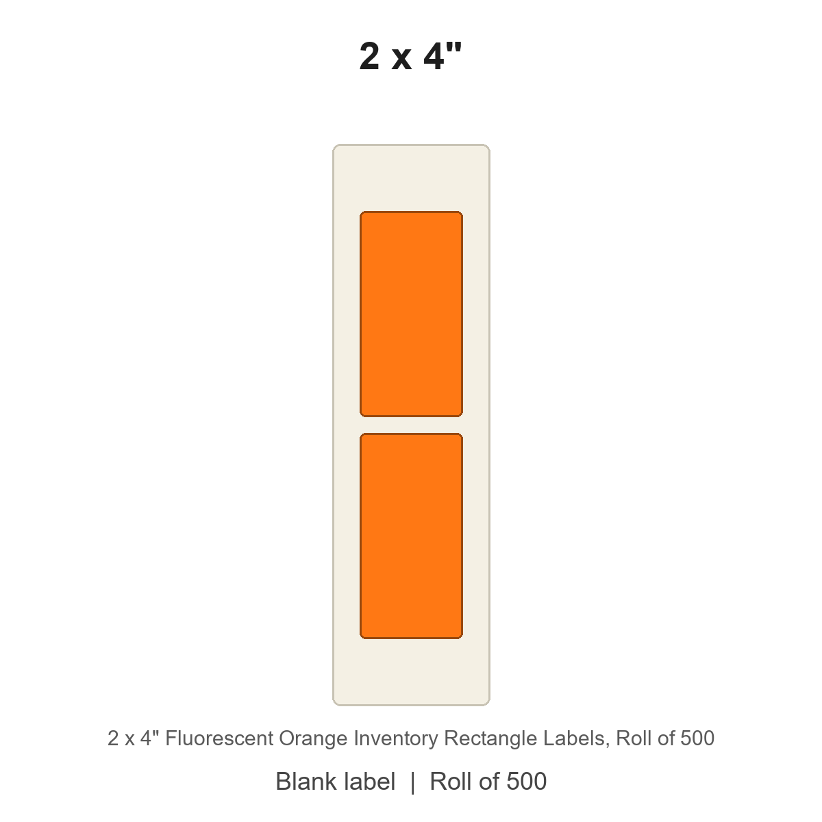2 x 4" Fluorescent Orange Inventory Rectangle Labels