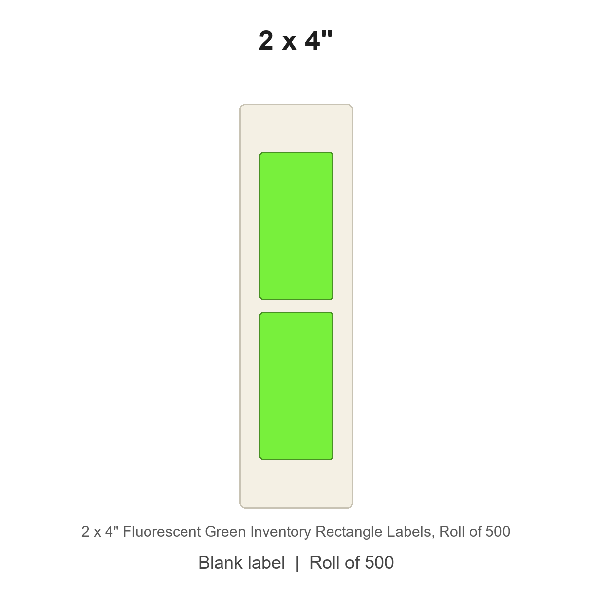 2 x 4" Fluorescent Green Inventory Rectangle Labels