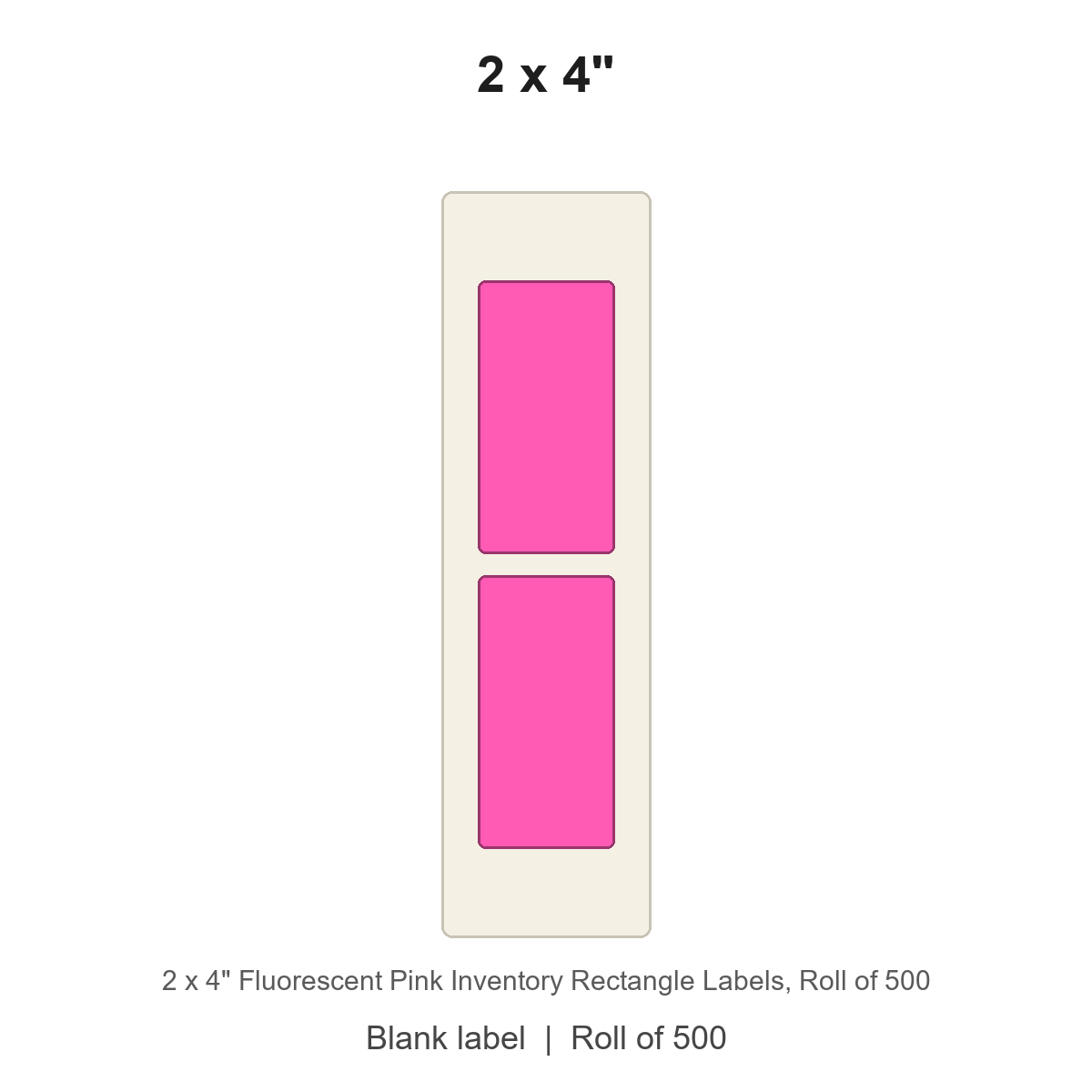 2 x 4" Fluorescent Pink Inventory Rectangle Labels