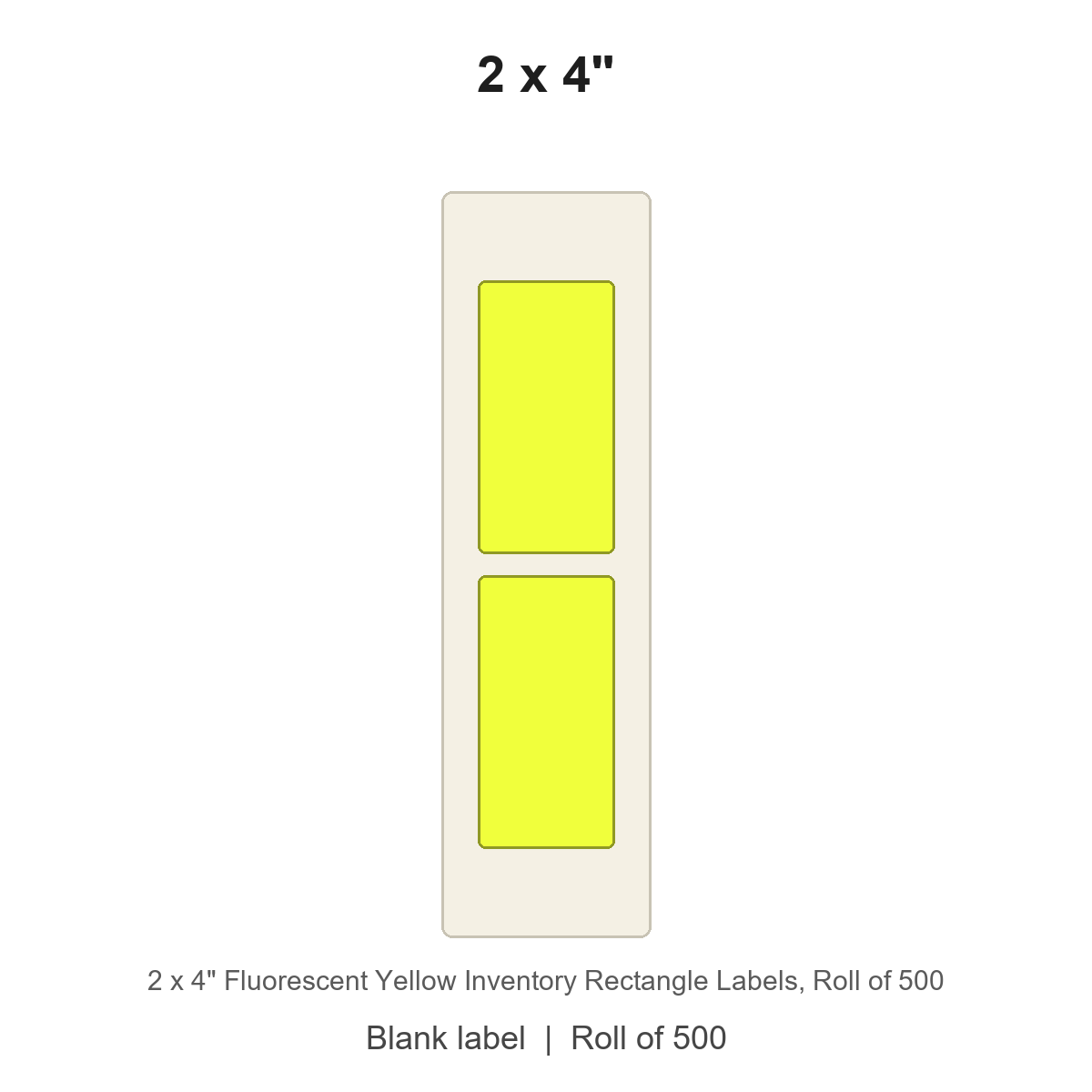 2 x 4" Fluorescent Yellow Inventory Rectangle Labels