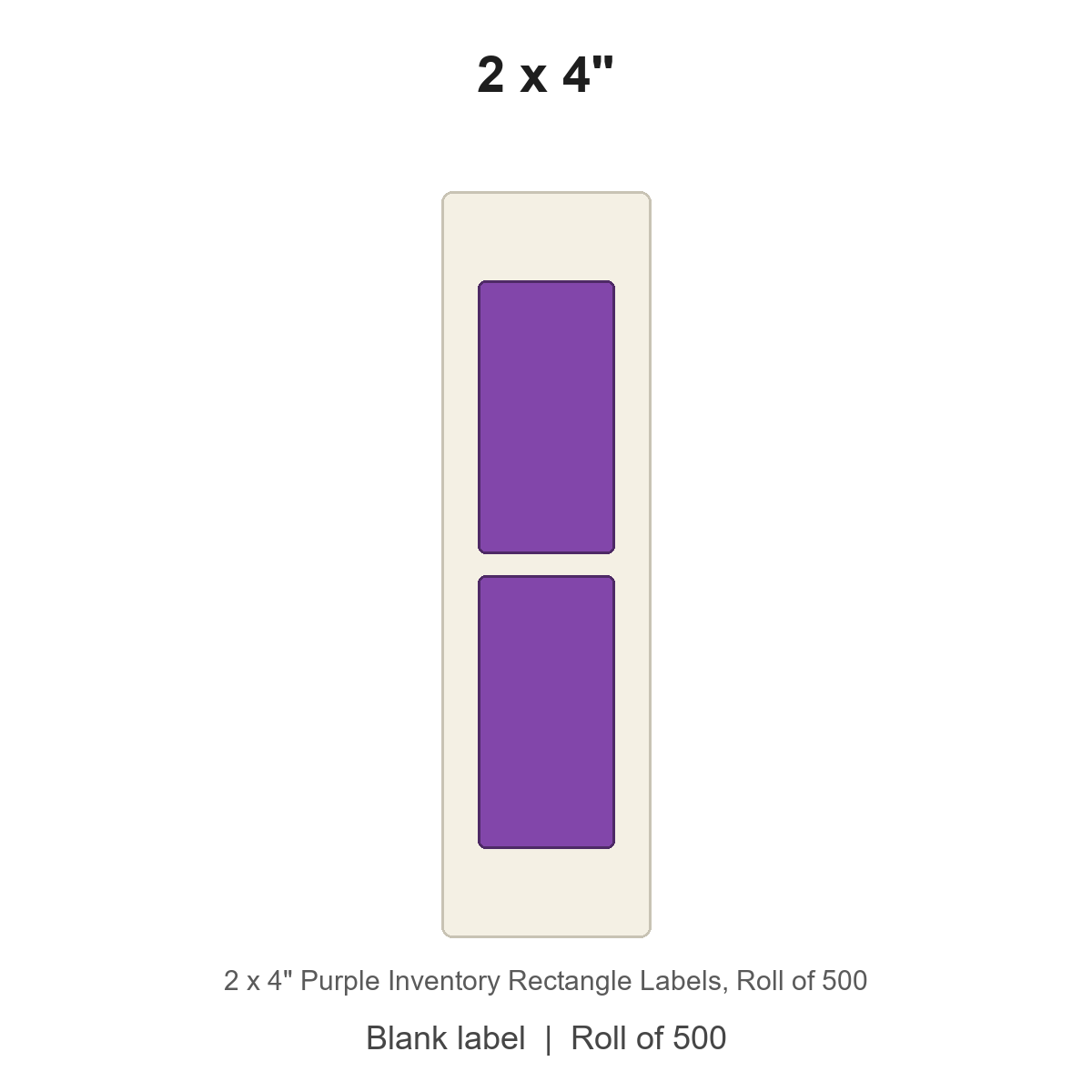 2 x 4" Purple Inventory Rectangle Labels