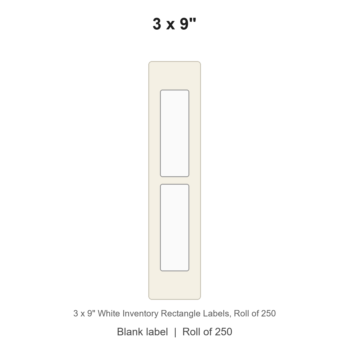 3 x 9" White Inventory Rectangle Labels