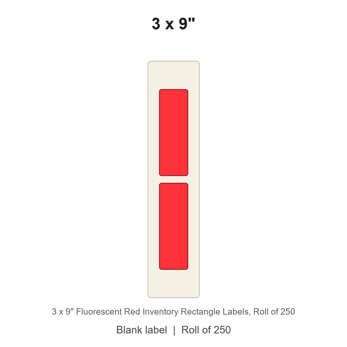 3 x 9" Fluorescent Red Inventory Rectangle Labels