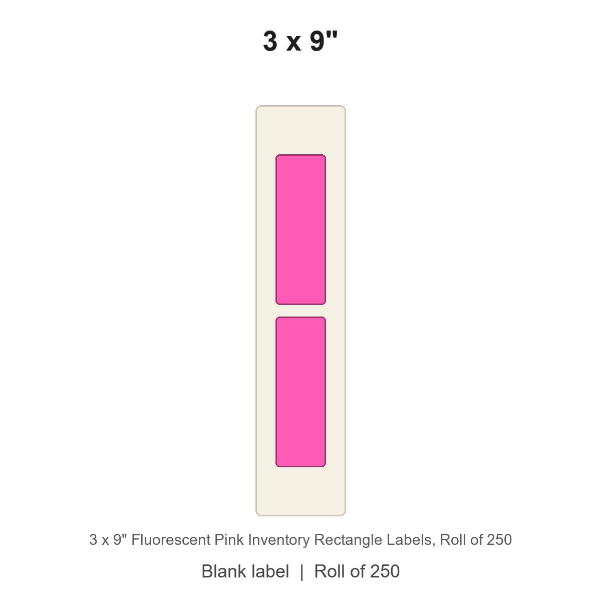 3 x 9" Fluorescent Pink Inventory Rectangle Labels