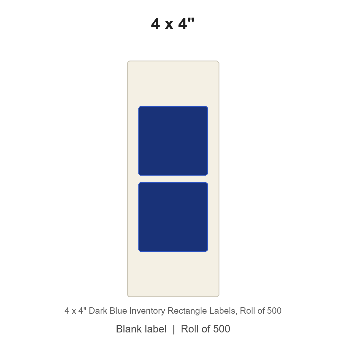 4 x 4" Dark Blue Inventory Rectangle Labels