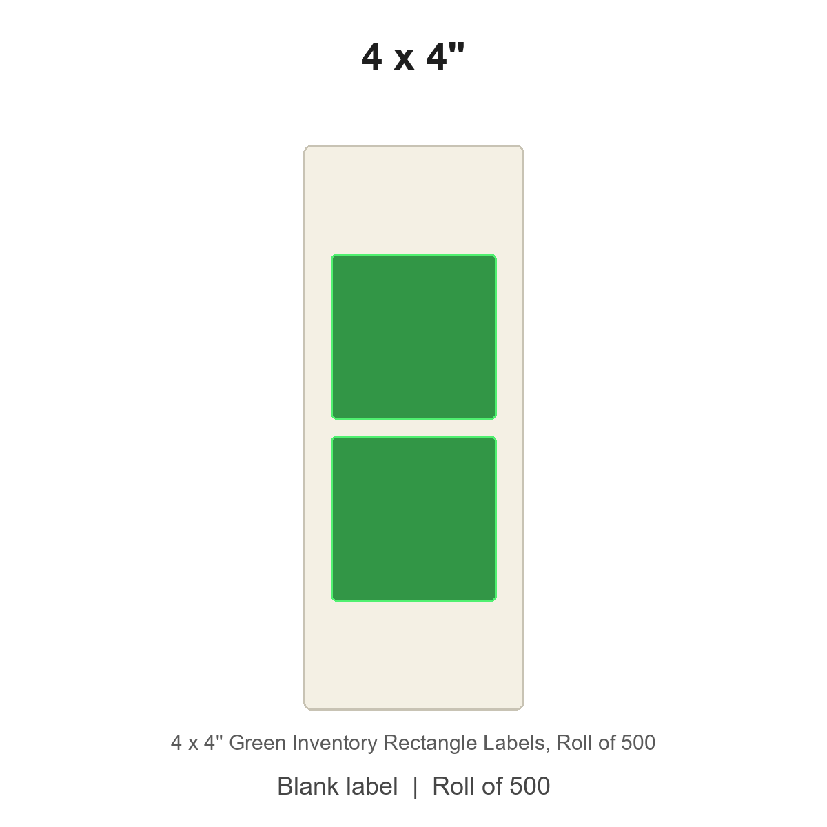 4 x 4" Green Inventory Rectangle Labels
