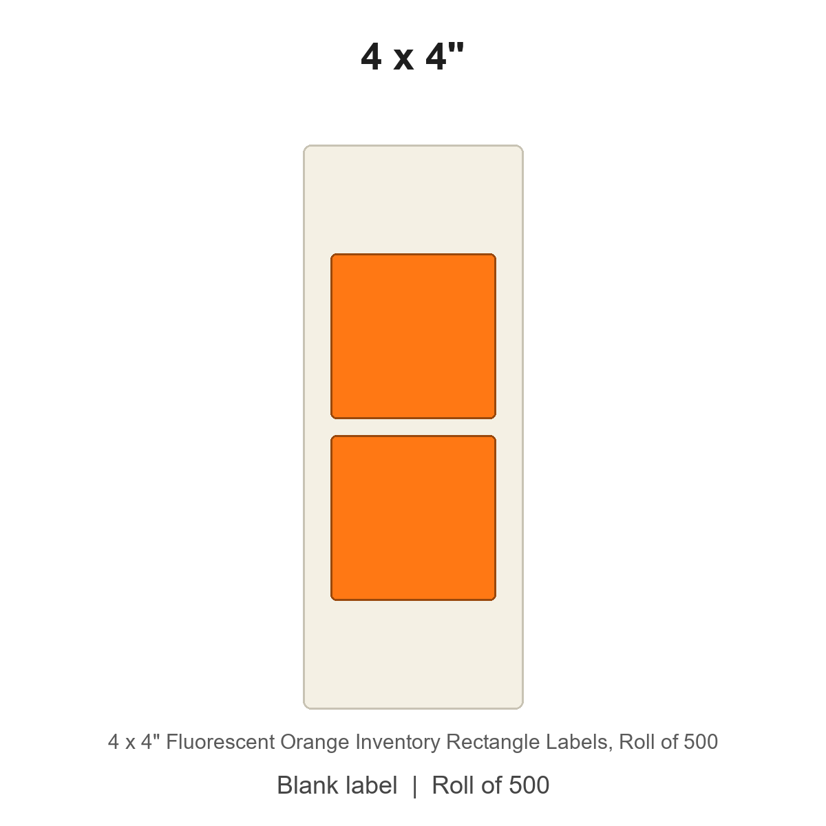 4 x 4" Fluorescent Orange Inventory Rectangle Labels