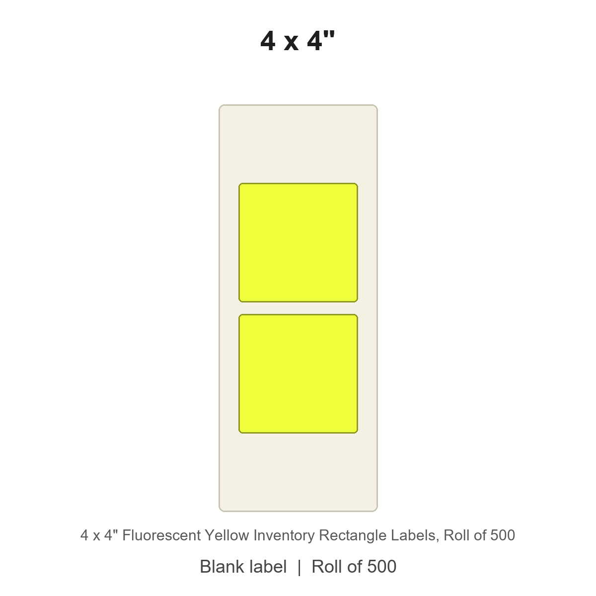 4 x 4" Fluorescent Yellow Inventory Rectangle Labels