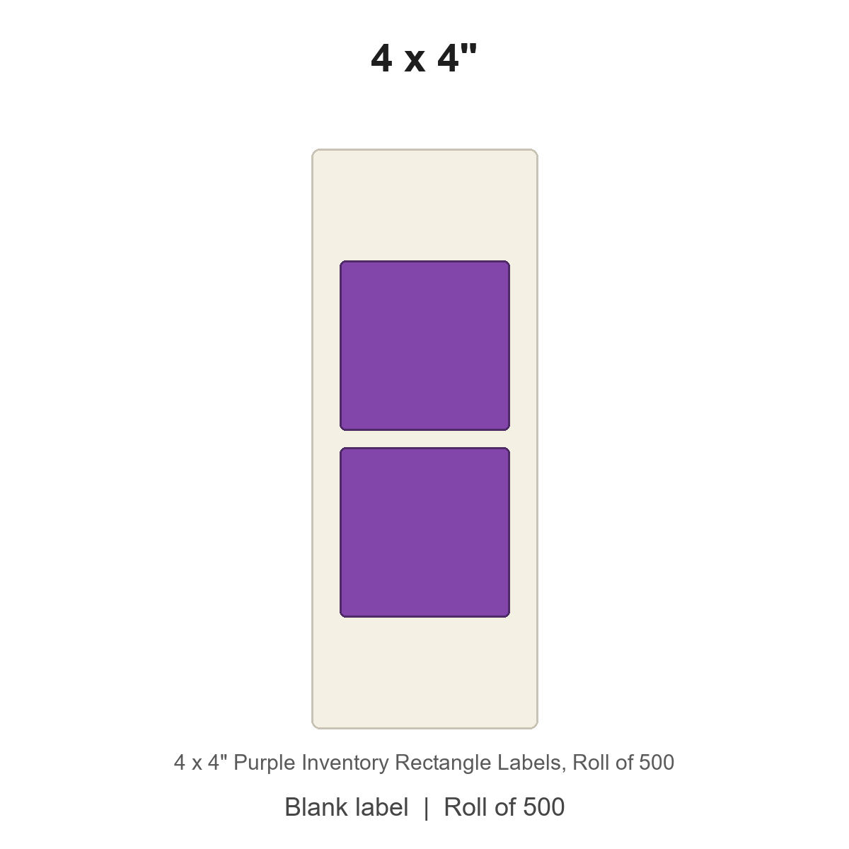 4 x 4" Purple Inventory Rectangle Labels