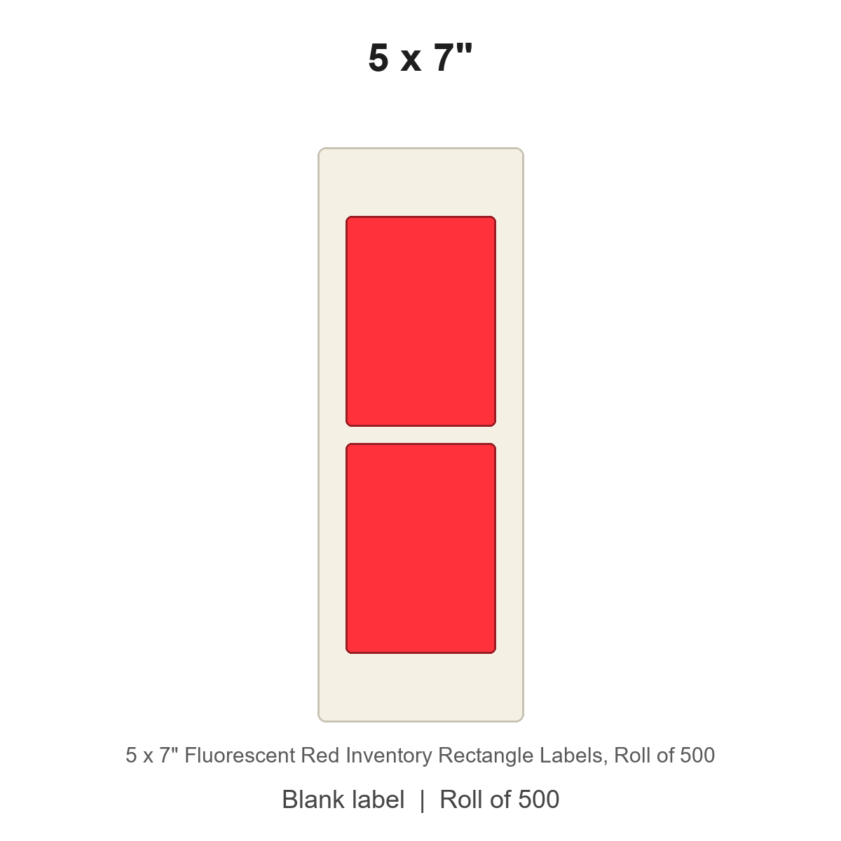 5 x 7" Fluorescent Red Inventory Rectangle Labels