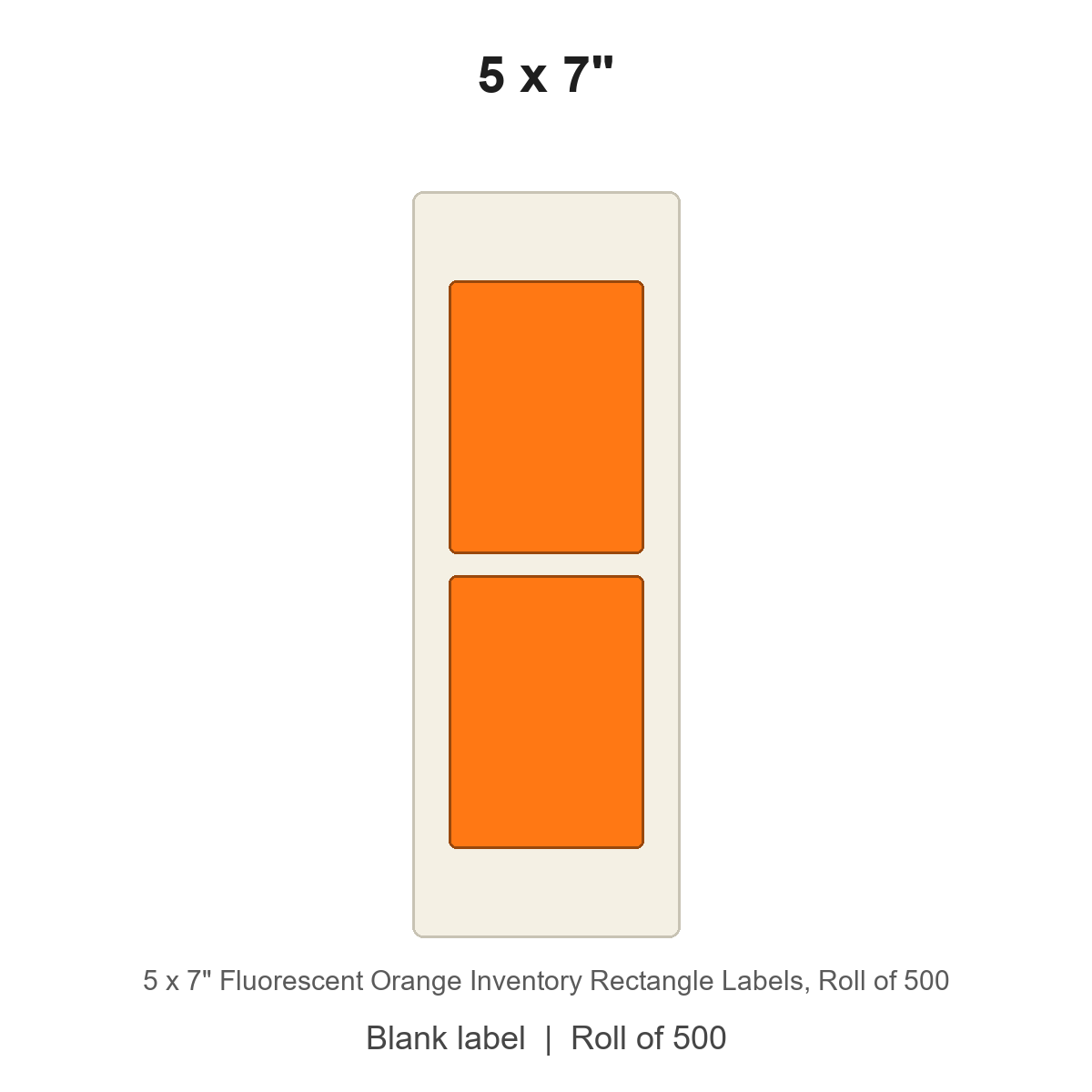 5 x 7" Fluorescent Orange Inventory Rectangle Labels