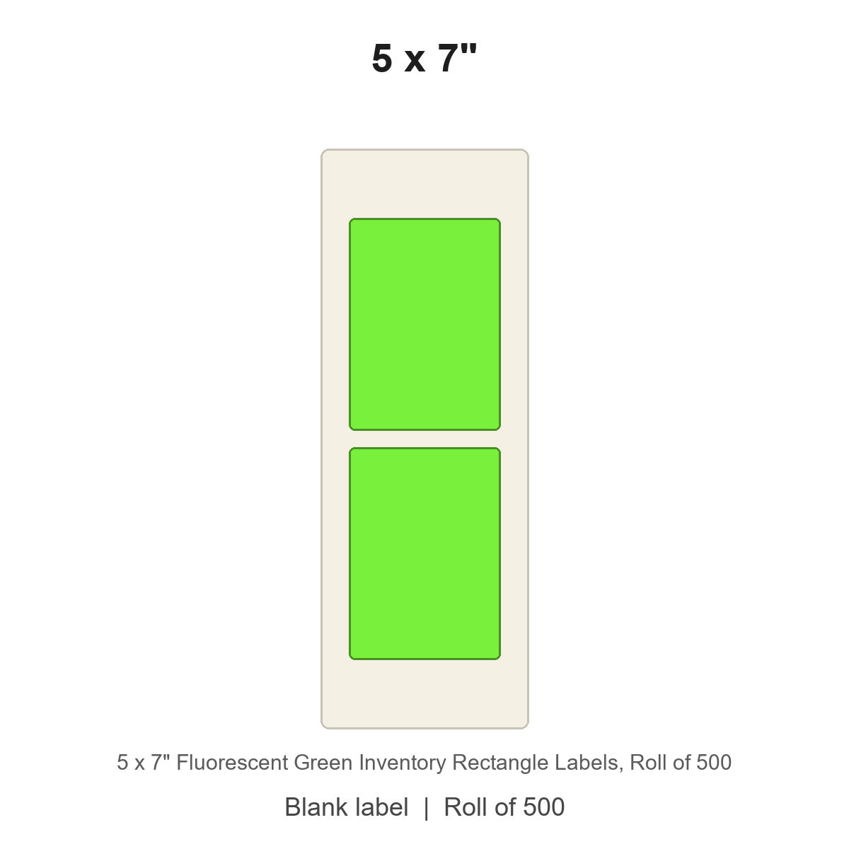 5 x 7" Fluorescent Green Inventory Rectangle Labels