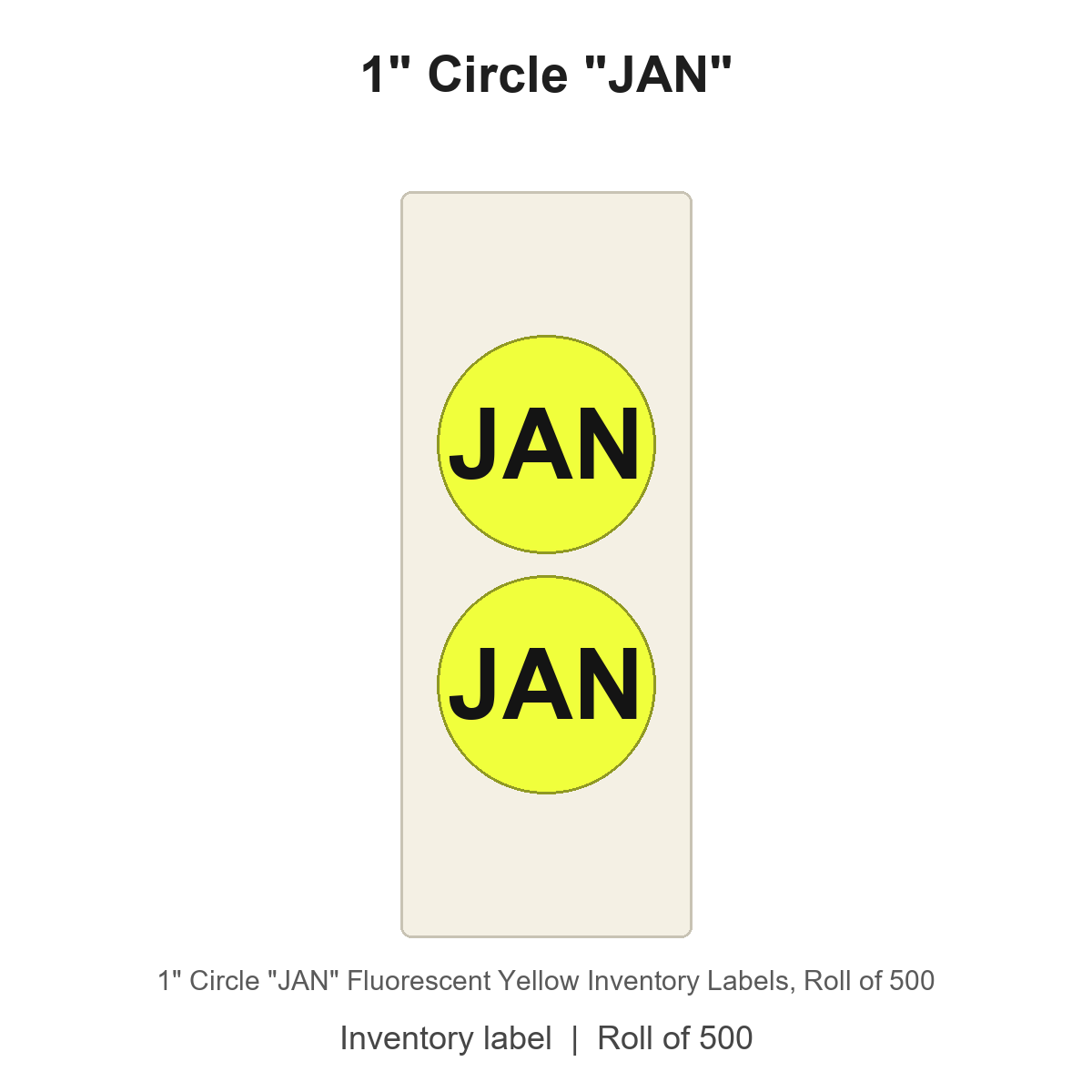 1" Circle "JAN" Fluorescent Yellow Inventory Labels