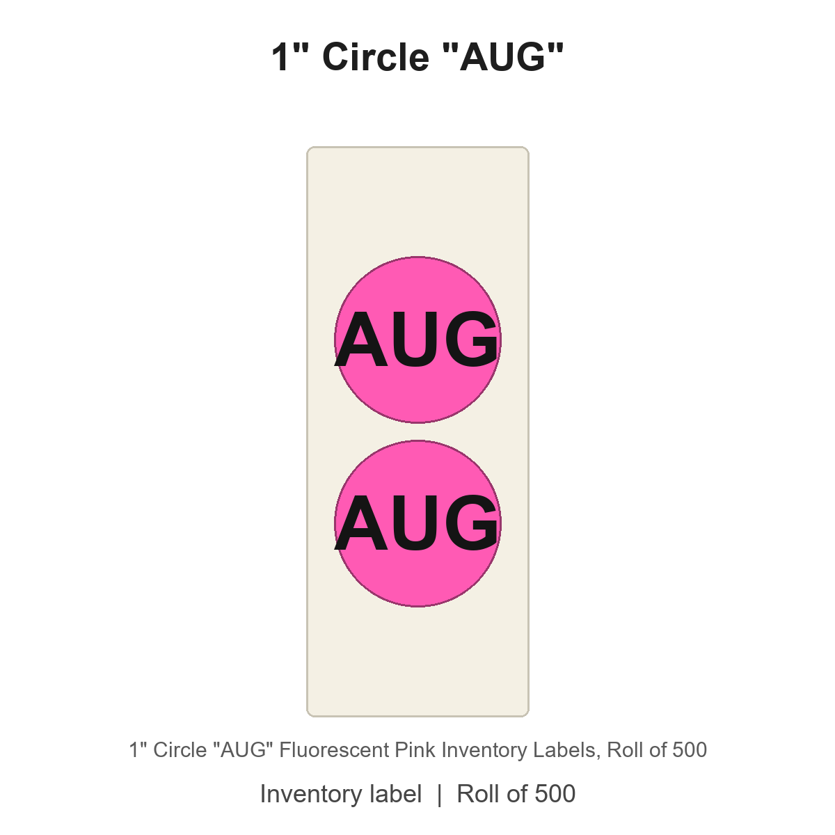 1" Circle "AUG" Fluorescent Pink Inventory Labels